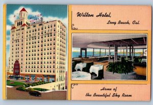 1940 Long Beach California Postcard Wilton Hotel Beautiful Sky Room Building