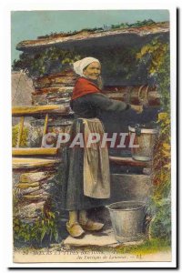 Social life and kinds Breton Old Postcard Peasant around Lanmeur TOP