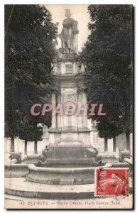 Postcard Bourges Old Statue Square conton George Sand