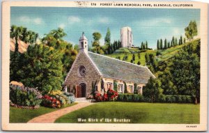 1935 Glendale CA-California, Forest Lawn Memorial Park Church, Vintage Postcard