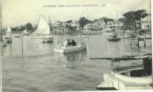 Vintage RPPC Edgartown, MASS Boats on the Waterfront Postcard