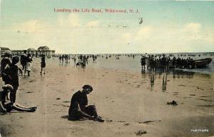 1914 Wildwood New Jersey Landing Lifeboat Gould postcard 8474