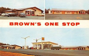 Arkadelphia Alabama Brown's One Stop Shell Gas Station Vintage Postcard AA22549