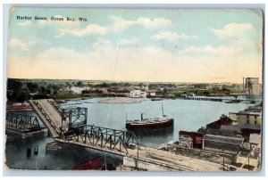 Green Bay Wisconsin Postcard Harbor Scene Exterior Steamer 1918 Vintage Antique