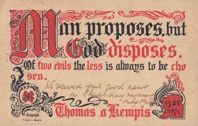 The Less Of Two Evils Man Proposes But God Disposes Proverb Antique Postcard