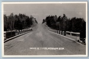 c1940s Bridge On 28 Over Ontonagon River Michigan MI RPPC Photo Vintage Postcard