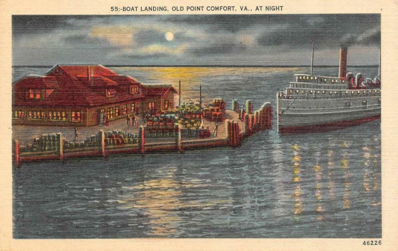 OLD POINT COMFORT, Virginia VA   BOAT LANDING Day & Night Views  *TWO* Postcards