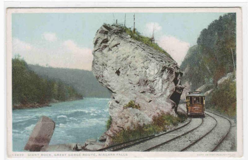 Streetcar Giant Rock Great Gorge Route Niagara Falls NY Phostint postcard