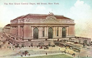 Vintage Postcard 1910's The New Grand Central Depot Street New York NY Building