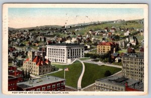 Post Office And Court House, Duluth, Minnesota, 1917 Birds Eye View Postcard