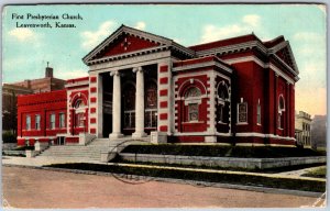 VINTAGE POSTCARD FIRST PRESBYTERIAN CHURCH AT LEAVENWORTH KANSAS 1910