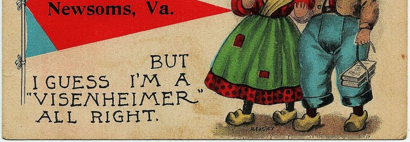 1913 Newsoms VA Virginia Dutch Kids Greetings Goils Visenheimer RARE Postcard 