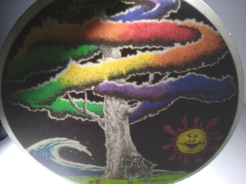 Grateful Dead Vintage Original Car Window Decal Skeleton Smoking Rainbow Tree