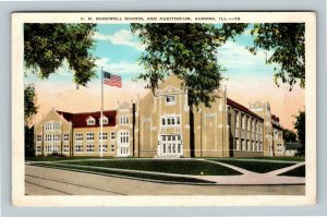 Aurora IL, C.M. Bardwell School, Auditorium, Vintage Illinois c1931 Postcard