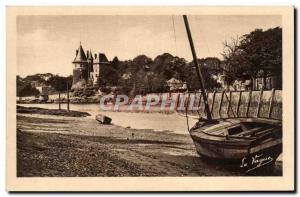 Old Postcard Pornic entry port at low tide