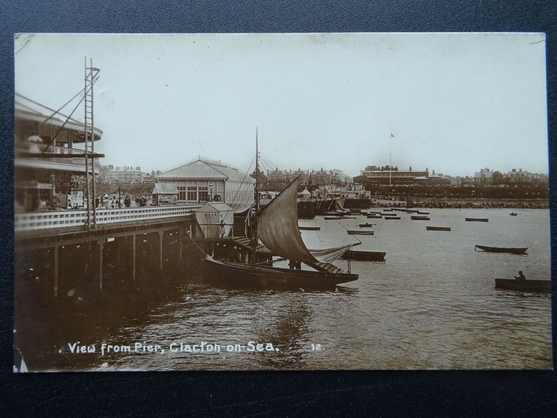 Essex CLACTON ON SEA View from the Pier c1913 RP Postcard