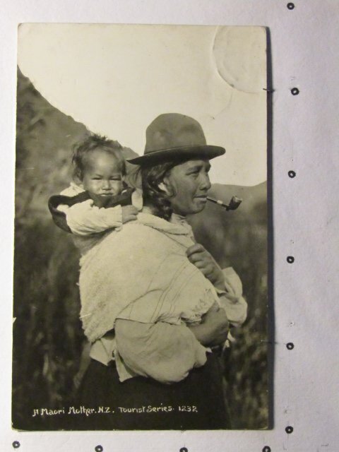 circa 1910's- New Zealand-Maori mother and child-pipe-***FREE SHIPPING***