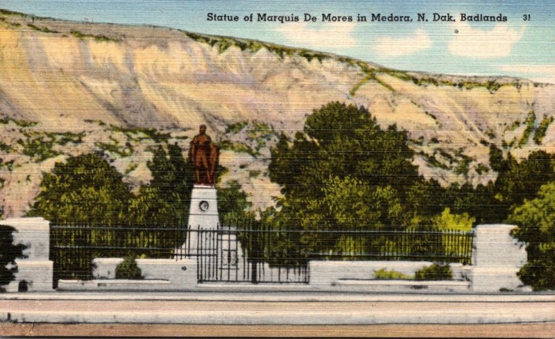 North Dakota Badlands Medora Marquis De Mores Statue