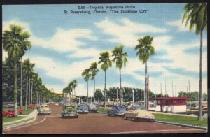 Florida ST. PETERSBURG Tropical Bayshore Drive older cars from that era - LINEN