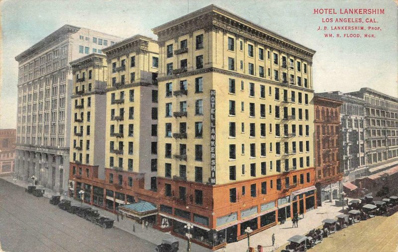 HOTEL LANKERSHIM Los Angeles, CA Street View 1916 Vintage Postcard
