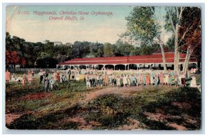 Council Bluffs Iowa IA Postcard Playgrounds Christian Hom Orphanage 1912