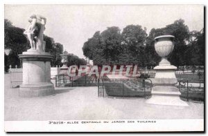 Postcard Old Paris Allee Central Tuileries Garden