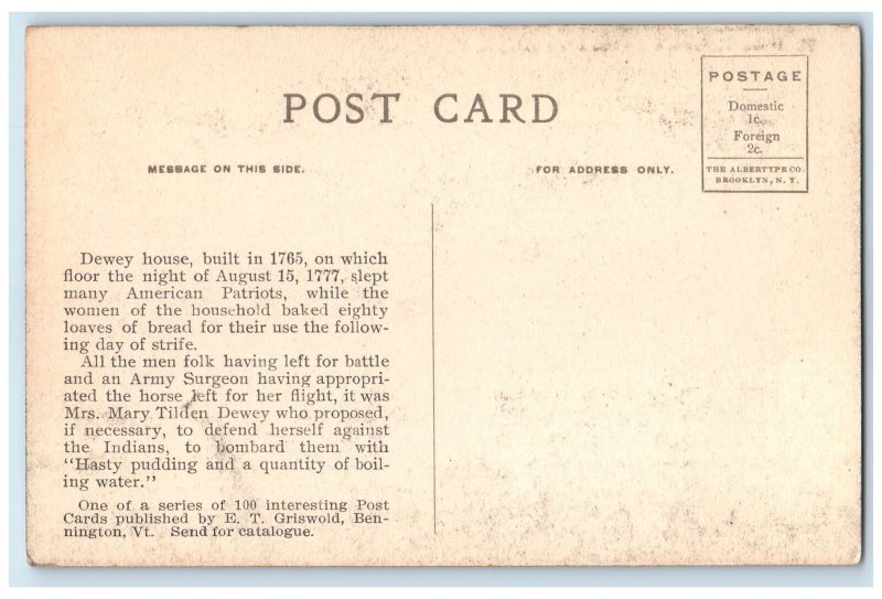 c1910s The Dewy Homestead Scene Historic Bennington Vermont VT Unposted Postcard