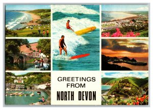 Greetings From North Devon England Multi View Postcard Continental View Card