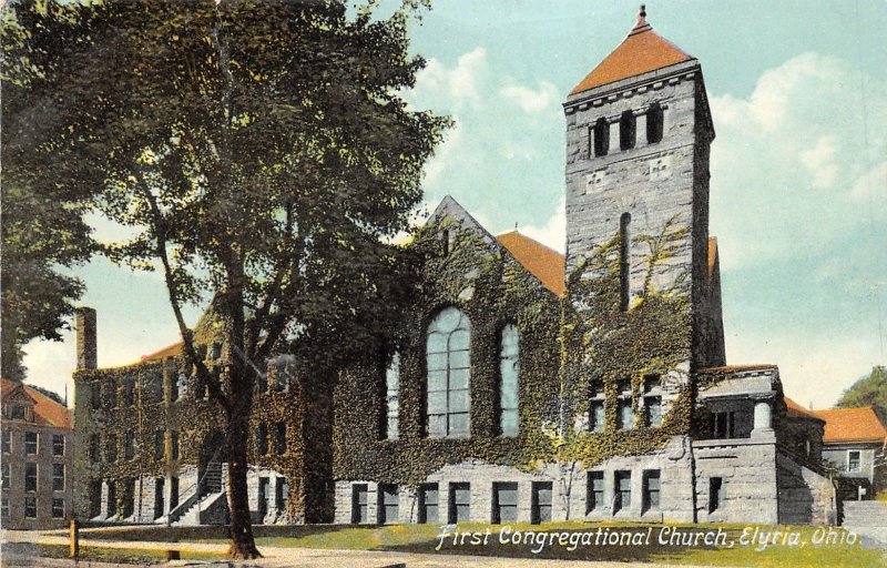 Elyria Ohio~First Congregational Church~Vines on Walls~c1910 Postcard