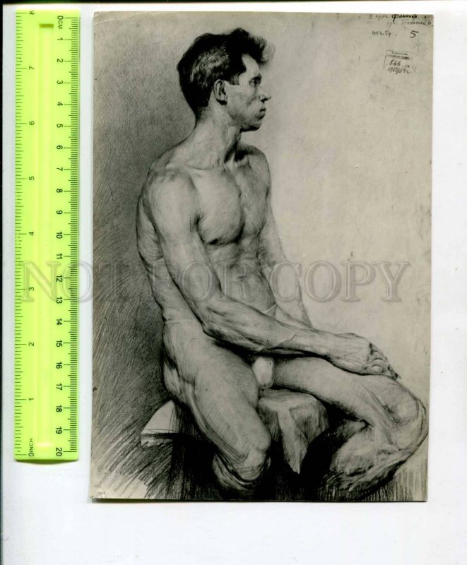 400435 USSR Fomenko Nude man examination sketch Repin Institute of Art old photo