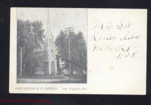 PORT BYRON ILLINOIS METHODIST EPISCOPAL CHURCH ANTIQUE VINTAGE POSTCARD ILL.