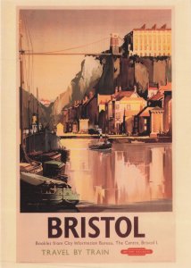 Bristol GWR Travel By Train British Rail Advertising Poster Postcard