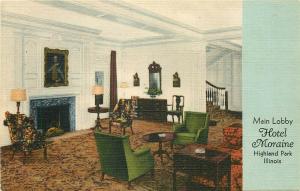 IL, Highland Park, Illinois, Hotel Moraine, Main Lobby, Curteich No. 6B-H333