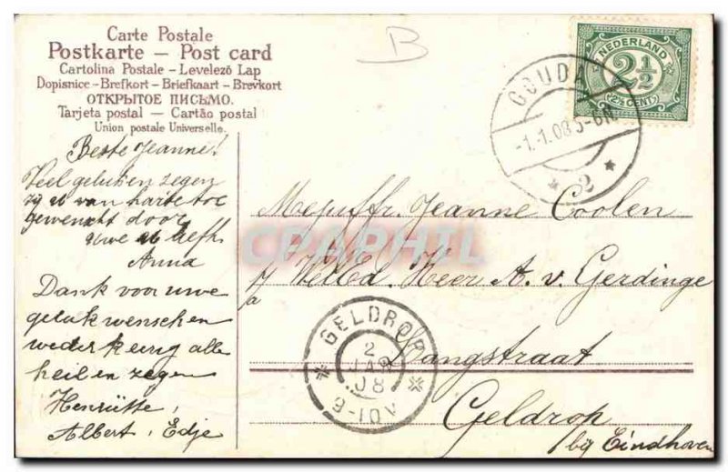 Old Postcard Fantasy Flowers Horseshoe Trefles