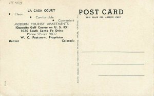 Colorado Denver La Casa Court US Hwy Northwestern 1940s Postcard 22-935