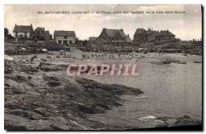 Old Postcard Batz sur Mer Beach taking Rocks of the Cote Saint Michel