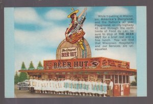 Fond du Lac WISCONSIN c1950s BEER HUT Advertising DRIVE IN Burger Joint WI KB