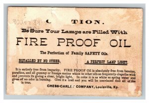 Vintage 1880's Victorian Trade Card Fire Proof Oil Lamp Oil Louisville Kentucky