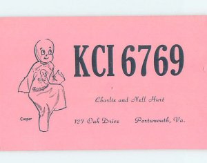 Pre-1980 RADIO CARD - CB HAM OR QSL Portsmouth Virginia VA AH1721