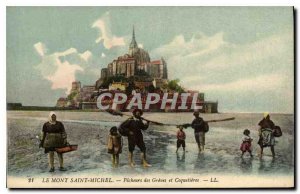 Old Postcard Mont Saint Michel Pecheurs des Greves and Coquetieres Fishermen ...