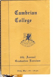 1971 Student Graduation Program, Cambrian College, Sault Ste Marie, Ontario