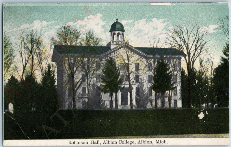 c1910s Albion, MI College Robison Hall University School Building PC Mich A189