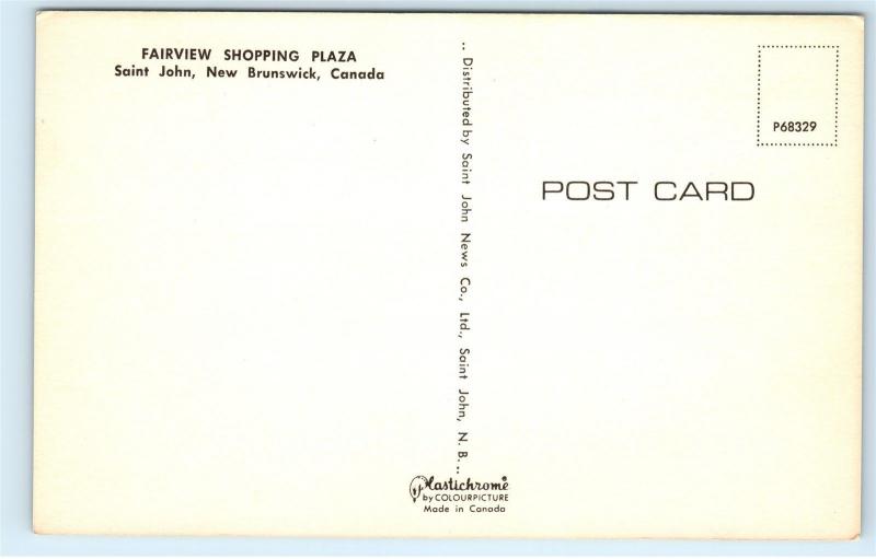 Saint John New Brunswick Fairview Shopping Plaza Center Canada Postcard D29