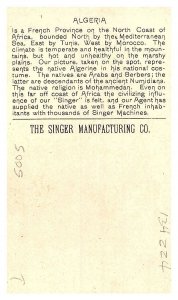 1892 Singer Manufacturing Trade Card - Algeria