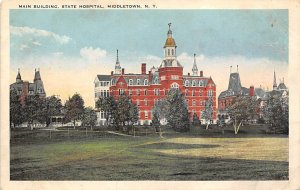 Main Building, State Hospital Middletown, New York, USA Unused tab marks on c...