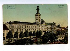 192323 POLAND WARSZAWA townhouse TRAM Vintage postcard