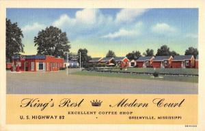 Greenville Mississippi Kings Rest Modern Court Linen Antique Postcard K20915