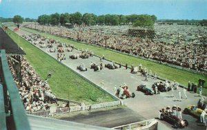 Indianapolis IN 500 Mile Speedway Race Cars In Starting Position Postcard