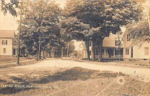 Montague MA Central Street Trolley Tracks Dirt Street View RPPC Postcard