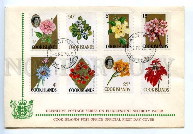 294013 COOK ISLANDS 1970 definitive flowers on fluorescent security paper  